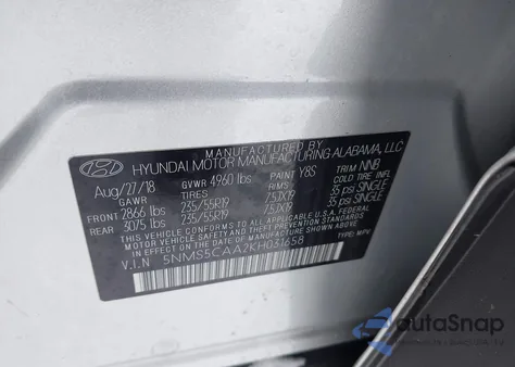 2019 Hyundai Santa Fe Limited 2.0T from USA, damaged, VIN 5NMS5CAA2KH031658